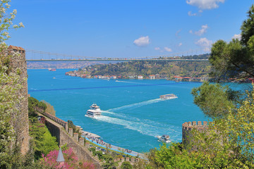 Landscape of the Bosphorus Strait from the height of the old fortress. © scena15
