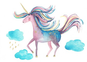 Obraz na płótnie Canvas Cute unicorn on a white background for design