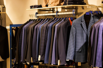 men's jackets in a clothing store