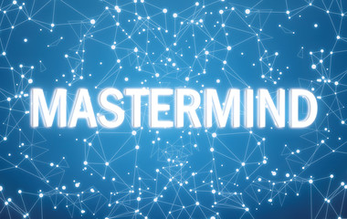 Mastermind on digital interface and blue network background