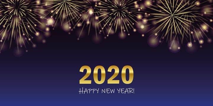 happy new year 2020 golden firework background vector illustration EPS10