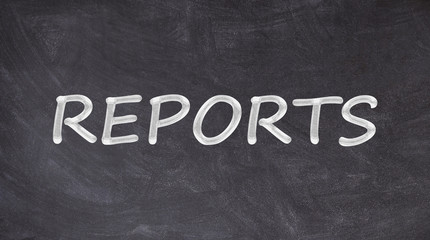 Obraz premium Reports text written on blackboard