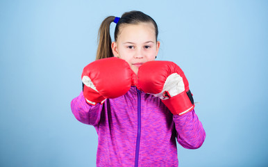 With great power comes great responsibility. Contrary to stereotype. Boxer child in boxing gloves....