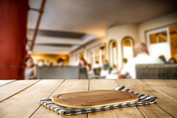 Desk of free space and summer window background 