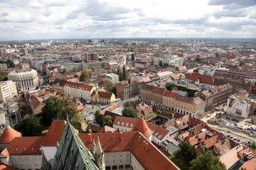 Naklejka na ściany i meble Aerial view of Zagreb, the capital of Croatia