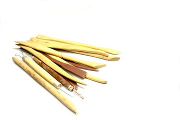 Pottery tools isolated on white background