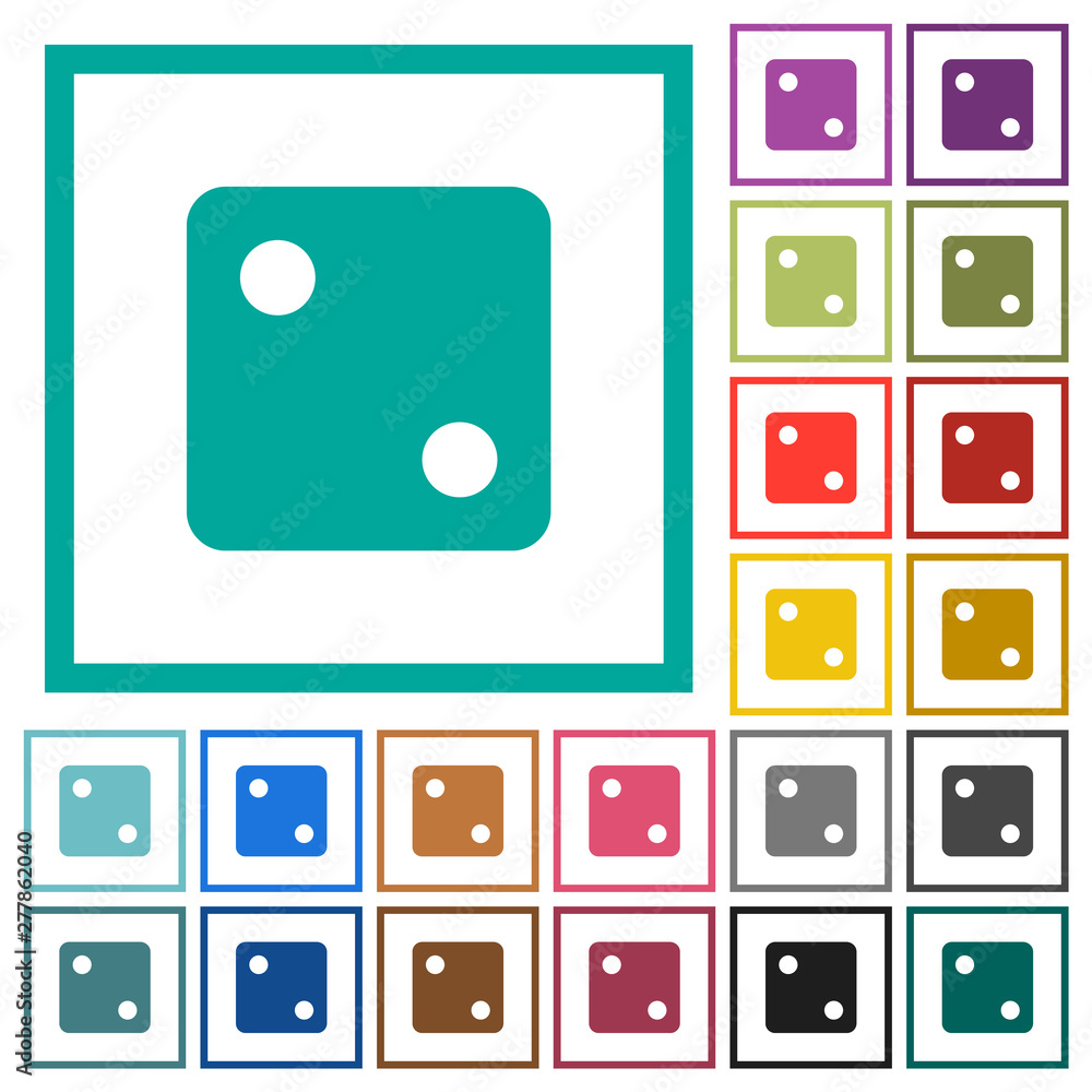 Poster dice two flat color icons with quadrant frames