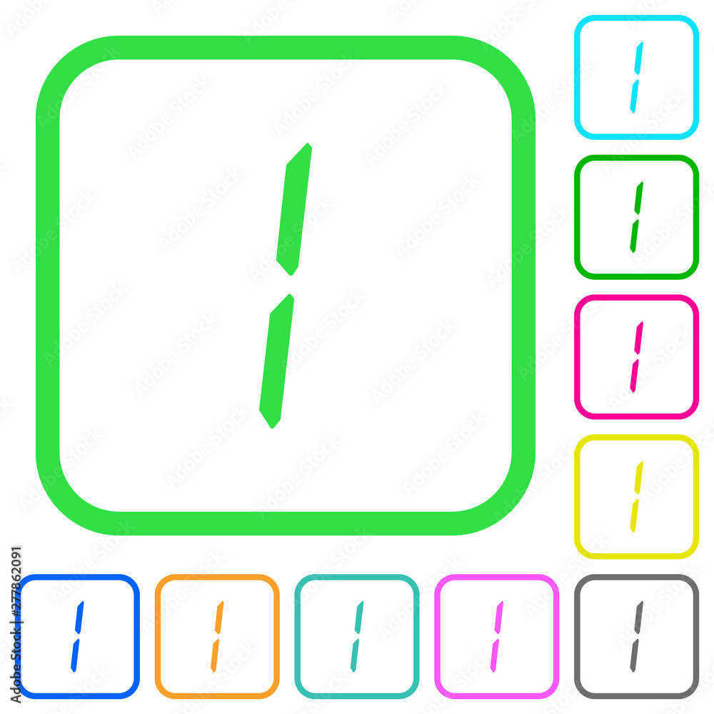 Poster digital number one of seven segment type vivid colored flat icons