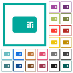 Chip card flat color icons with quadrant frames