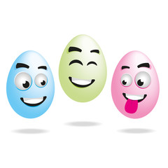 A set of funny eggs in different colors - Vector illustration