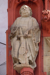 Fototapeta na wymiar Saint Philip the Apostle statue on the portal of the Marienkapelle in Wurzburg, Bavaria, Germany