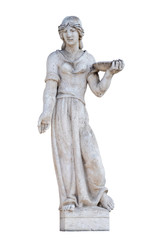 ancient sculpture of the goddess, isolate on white background