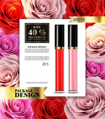 Lip gloss Vector realistic. Premium cosmetics sale. colorful collection sets