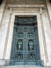 Huge art door of St. Isaac's cathedral, Russia