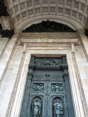 Huge art door of St. Isaac's cathedral, Russia