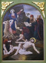Obraz na płótnie Canvas 11th Stations of the Cross, Crucifixion, church of Saint Matthew in Stitar, Croatia 
