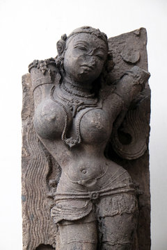 Salabhanjika, from 13th century found in Khondalite Konark, Odisha now exposed in the Indian Museum in Kolkata, West Bengal, India 