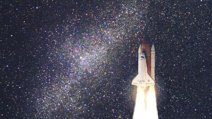 Space shuttle with galaxy. Elements of this image furnished by NASA