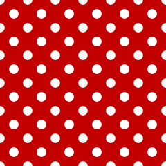 Red and white seamless polka dot pattern. vector modern design illustration