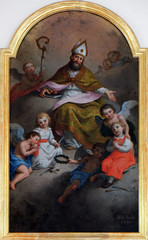 Obraz na płótnie Canvas Saint Nicholas painting in the Saint Nicholas church in Petschied near Luson, Italy