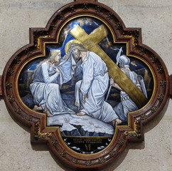 6th Stations of the Cross, Veronica wipes the face of Jesus, St Francis Xavier's Church in Paris,...