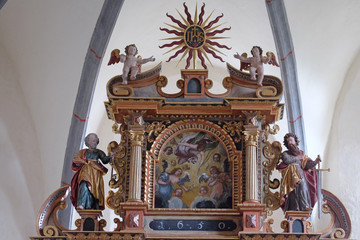 Main altar in the chapel of St. Wolfgang in Vukovoj, Croatia 