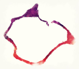 Suwarrow district watercolor map of Cook Islands