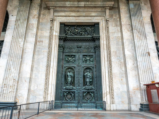 Huge art door of St. Isaac's cathedral, Russia