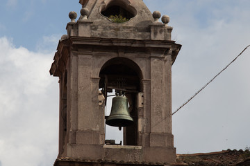 Fototapeta premium Bell tower of Santa Maria in Traspontina Church, Rome, Lazio, Italy.