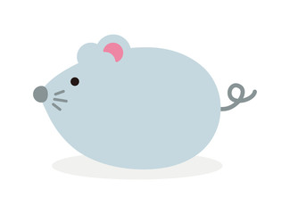Simple flat character illustration of mouse (rat)