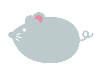 Simple flat character illustration of mouse (rat)