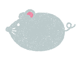 Simple flat character illustration of mouse (rat) / grange texture