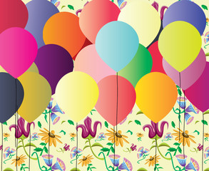 cheerful illustration with colorful balloons