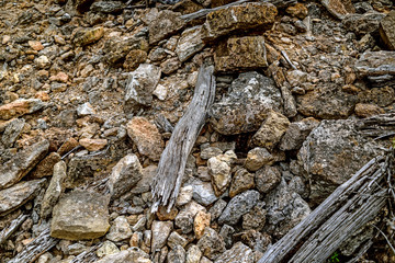 Valencia, Spain: 04.29.2019; The ground with stone and wood