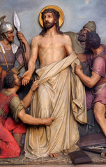 10th Stations of the Cross, Jesus is stripped of His garments, Basilica of the Sacred Heart of...