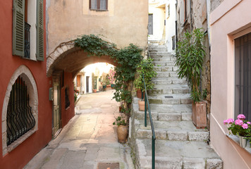 Fototapeta na wymiar Medieval village in Roquebrune-Cap-Martin, Provence-Alpes-Cote d'Azur, France. Cote d'Azur of French Riviera.