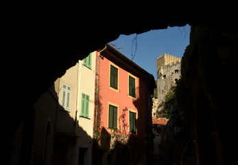 Medieval village in Roquebrune-Cap-Martin, Provence-Alpes-Cote d'Azur, France. Cote d'Azur of French Riviera.