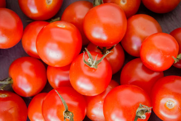 ripe cherry tomatoes in rustic style
