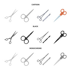 Vector illustration of scissor and craft symbol. Collection of scissor and open stock symbol for web.