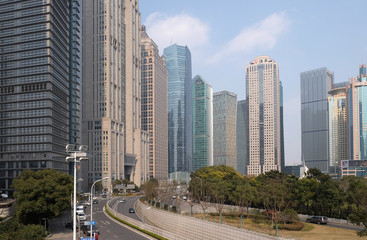 Fototapeta na wymiar Lujiazui financial district skyscrapers buildings landscape in Shanghai
