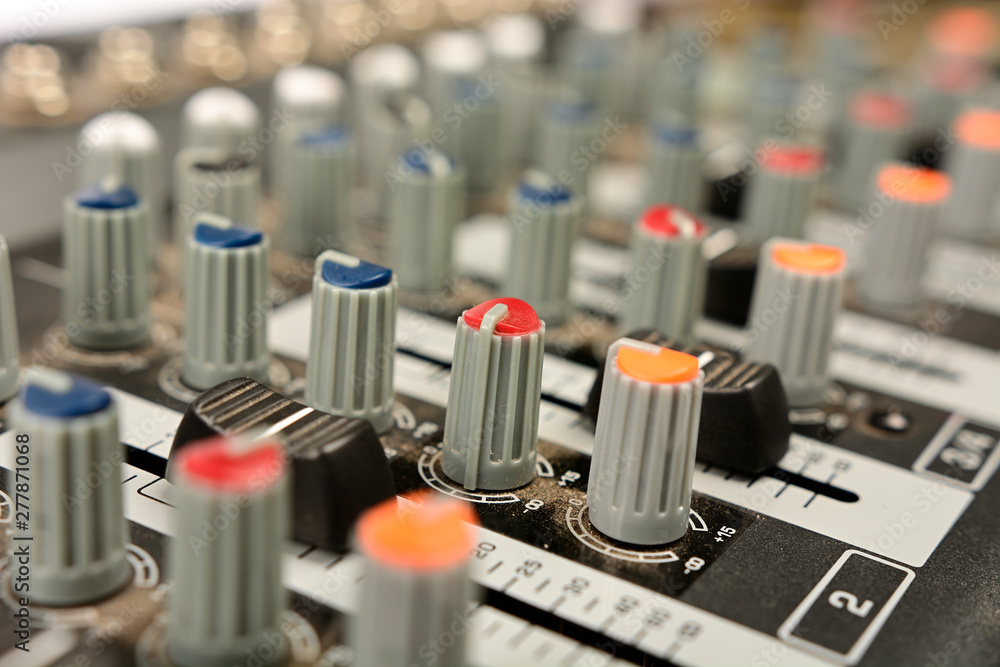 Wall mural close-up of modern sound mixer in studio