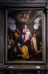 Obraz na płótnie Canvas Altarpiece depicting Adoration of the Magi, work by Federico Zuccari in Cathedral of St.Martin in Lucca, Italy