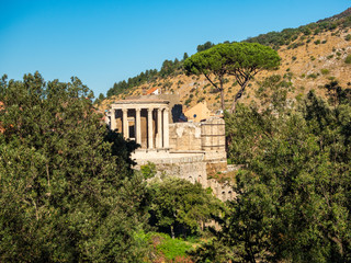 Circular Temple or Vesta on the banks of the river Aniene in Tivoli, Italy