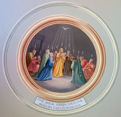 Pentecost fresco in parish church of the Holy Trinity in Krasic, Croatia  © zatletic