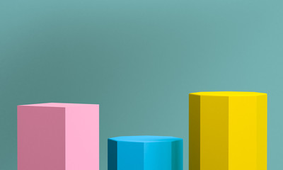 Geometric shape Minimalist abstract background, 3D render..