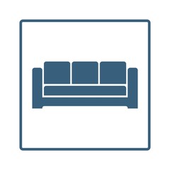Sofa line vector icon in a square frame isolated on a white background