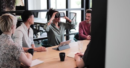Game designers testing a new game on VR headset - Powered by Adobe