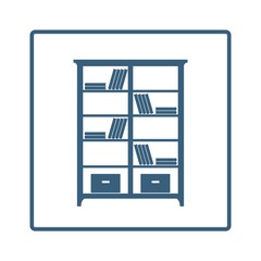 Bookcase line vector icon in a square frame isolated on a white background
