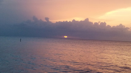Sunset over sea on the island of puerto rico sea