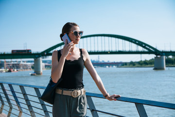 Business woman talking on the phone